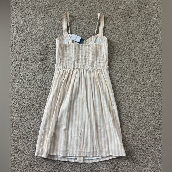 AF Striped cream button dress / S Tall - Picture 3 of 6